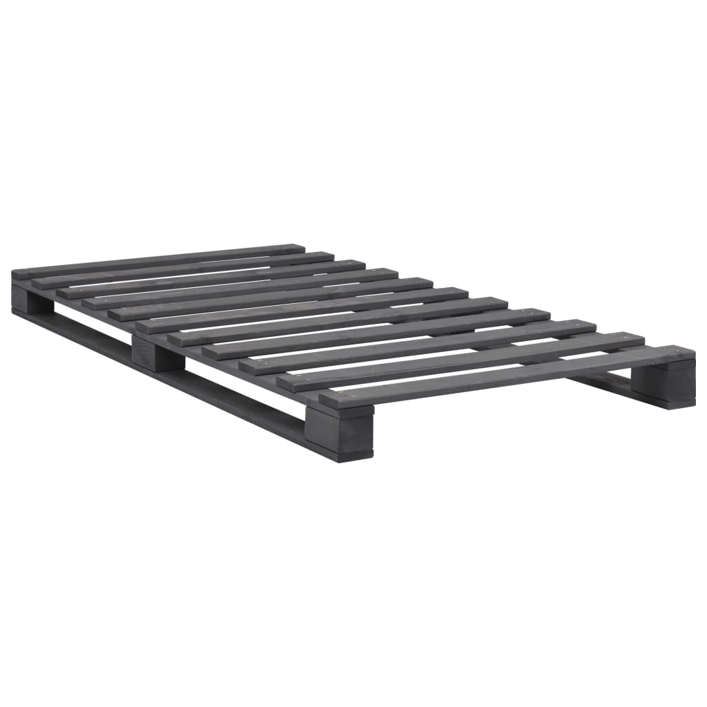 Pallsäng utan madrass grå 100x200 cm massiv furu