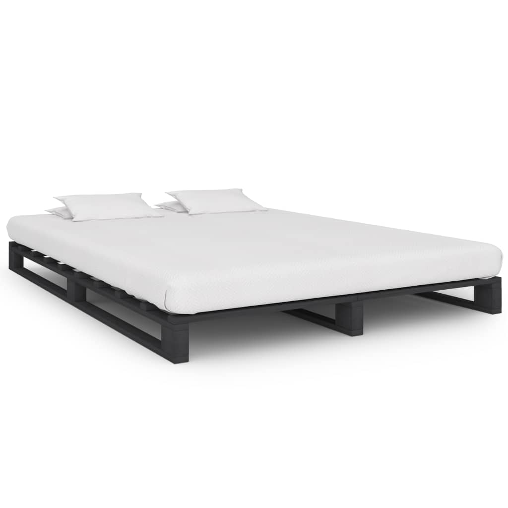 Pallsäng utan madrass grå 120x200 cm massiv furu