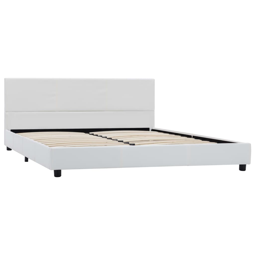 Sängram utan madrass vit konstläder 120x200 cm