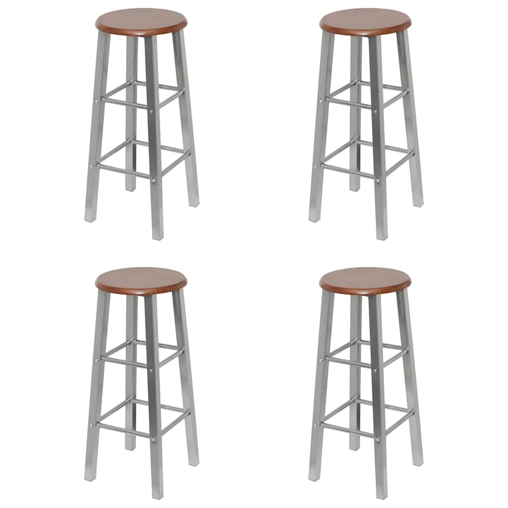 Barstolar 4 st silver och brun MDF