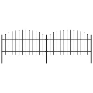 Trädgårdsstaket med spjutspets stål 359x125 cm svart