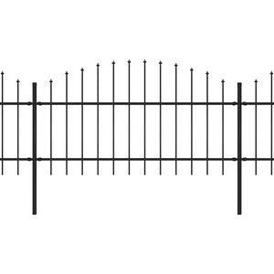 Trädgårdsstaket med spjutspets stål 359x125 cm svart
