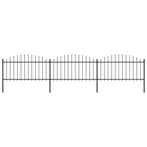 Trädgårdsstaket med spjuttopp stål 537x150 cm svart