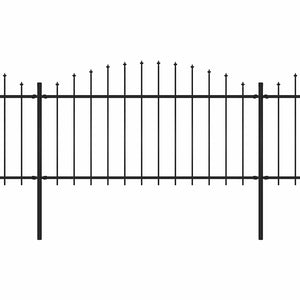 Trädgårdsstaket med spjutspets stål 1248x150 cm svart