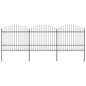 Trädgårdsstaket med spjuttopp stål 537x175 cm svart