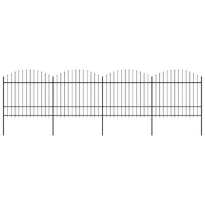 Trädgårdsstaket med spjutspets stål 714,5x175 cm svart