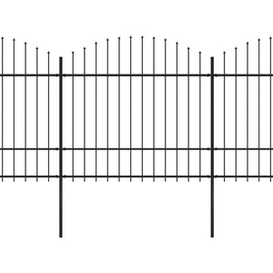 Trädgårdsstaket med spjutspets stål 714,5x175 cm svart