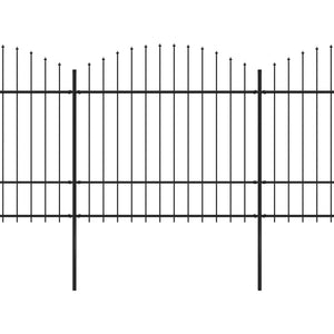 Trädgårdsstaket med spjutstång stål 1248x175 cm svart