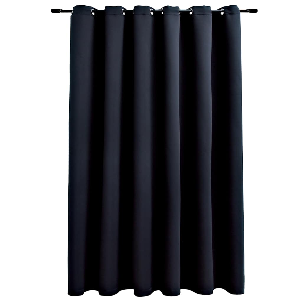 Mörkläggningsgardin med metallringar svart 290x245 cm