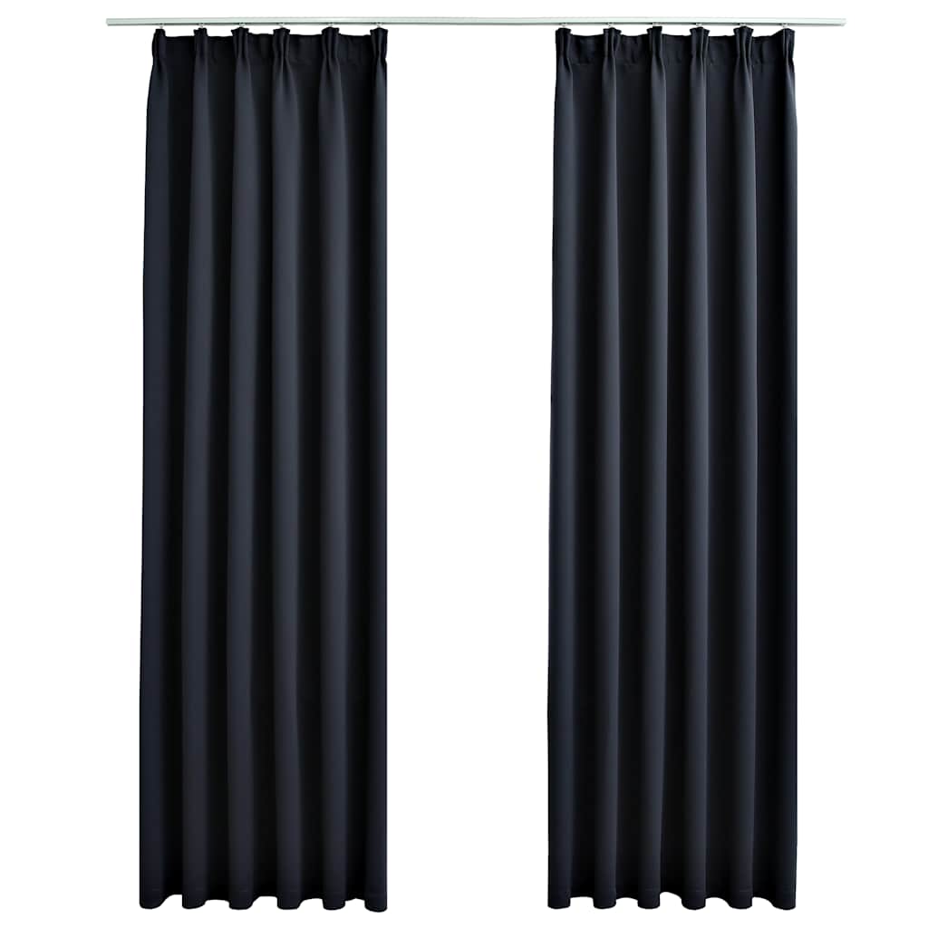 Mörkläggningsgardiner med krokar 2 st antracit 140x245 cm