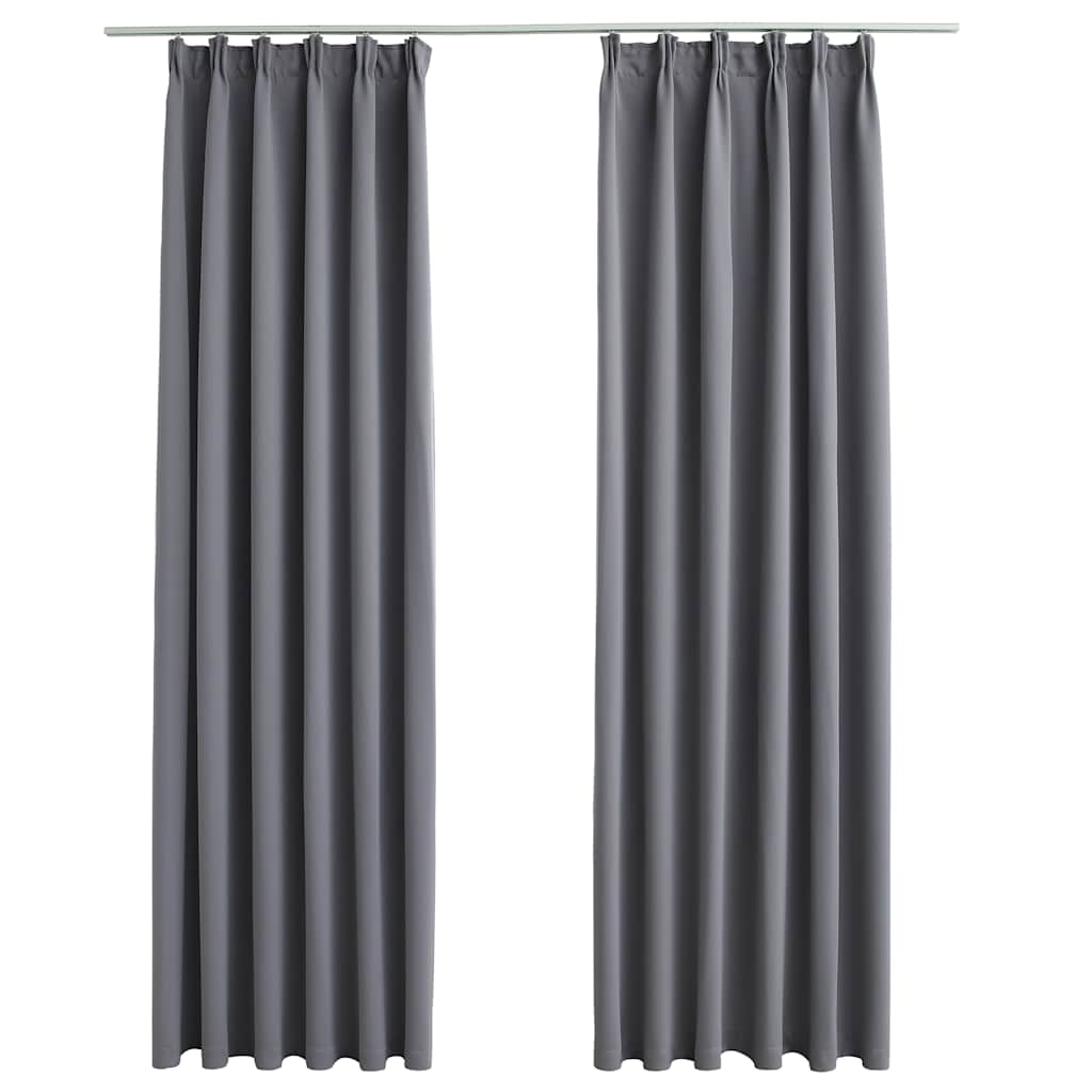 Mörkläggningsgardiner med krokar 2 st grå 140x245 cm