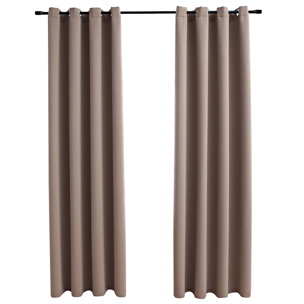 Mörkläggningsgardiner med metallringar 2 st taupe 140x225 cm