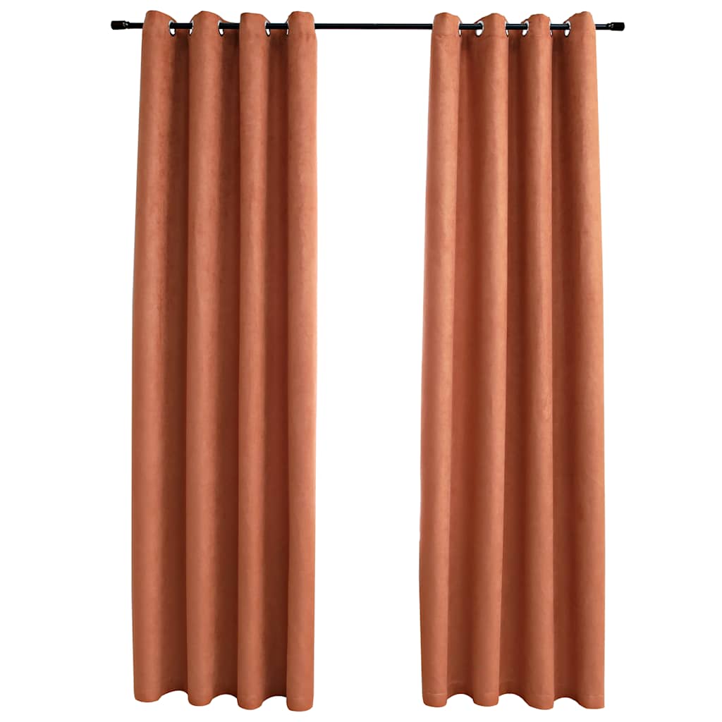 Mörkläggningsgardiner med metallringar 2 st rost 140x245 cm