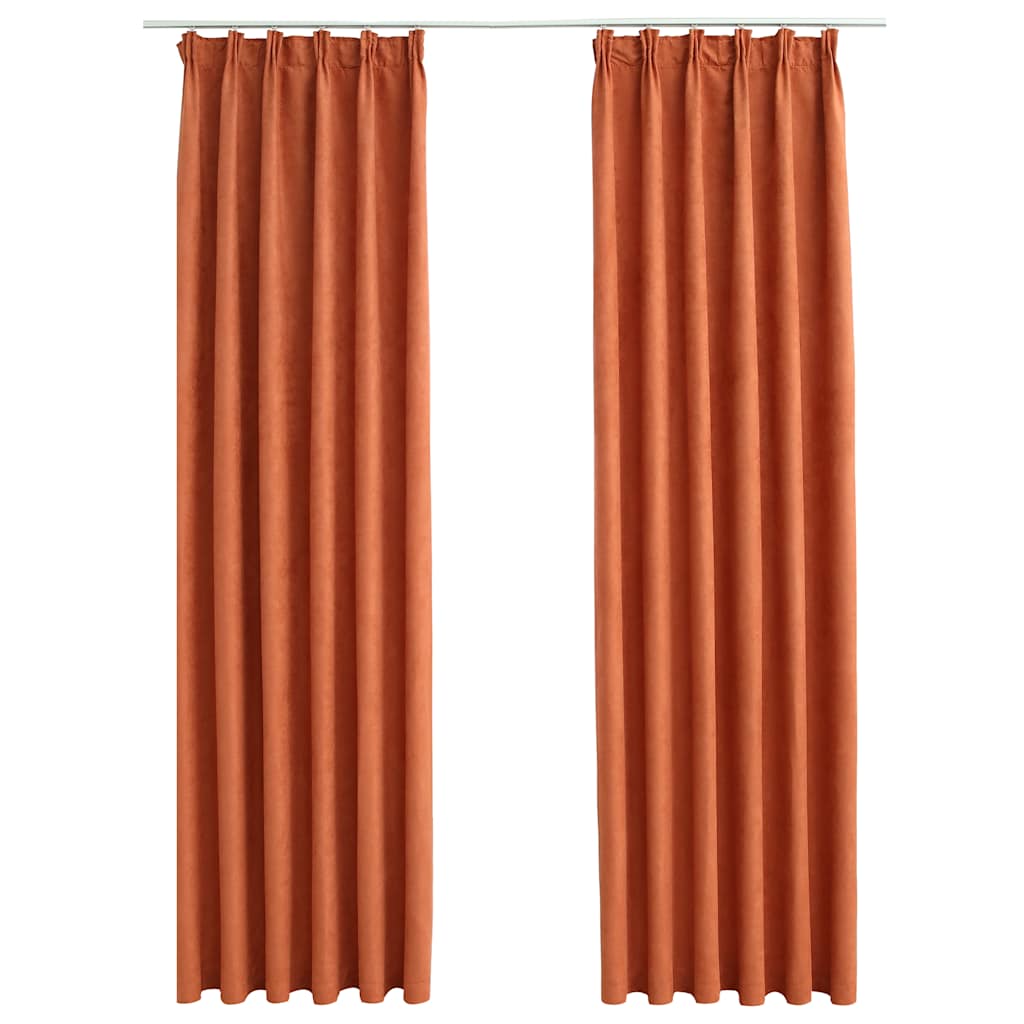 Mörkläggningsgardiner med krokar 2 st rost 140x225 cm