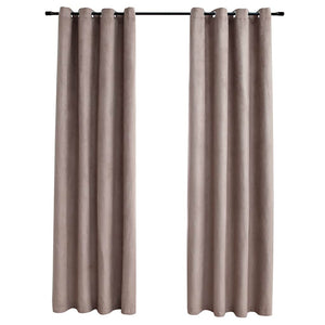 Mörkläggningsgardiner med metallringar 2 st taupe 140x245 cm