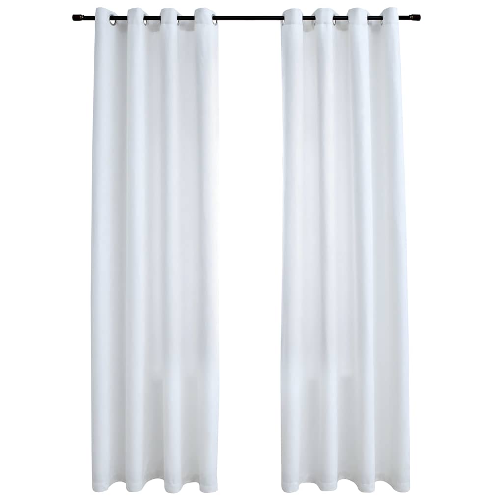 Mörkläggningsgardiner med metallringar 2 st gråvit 140x225 cm
