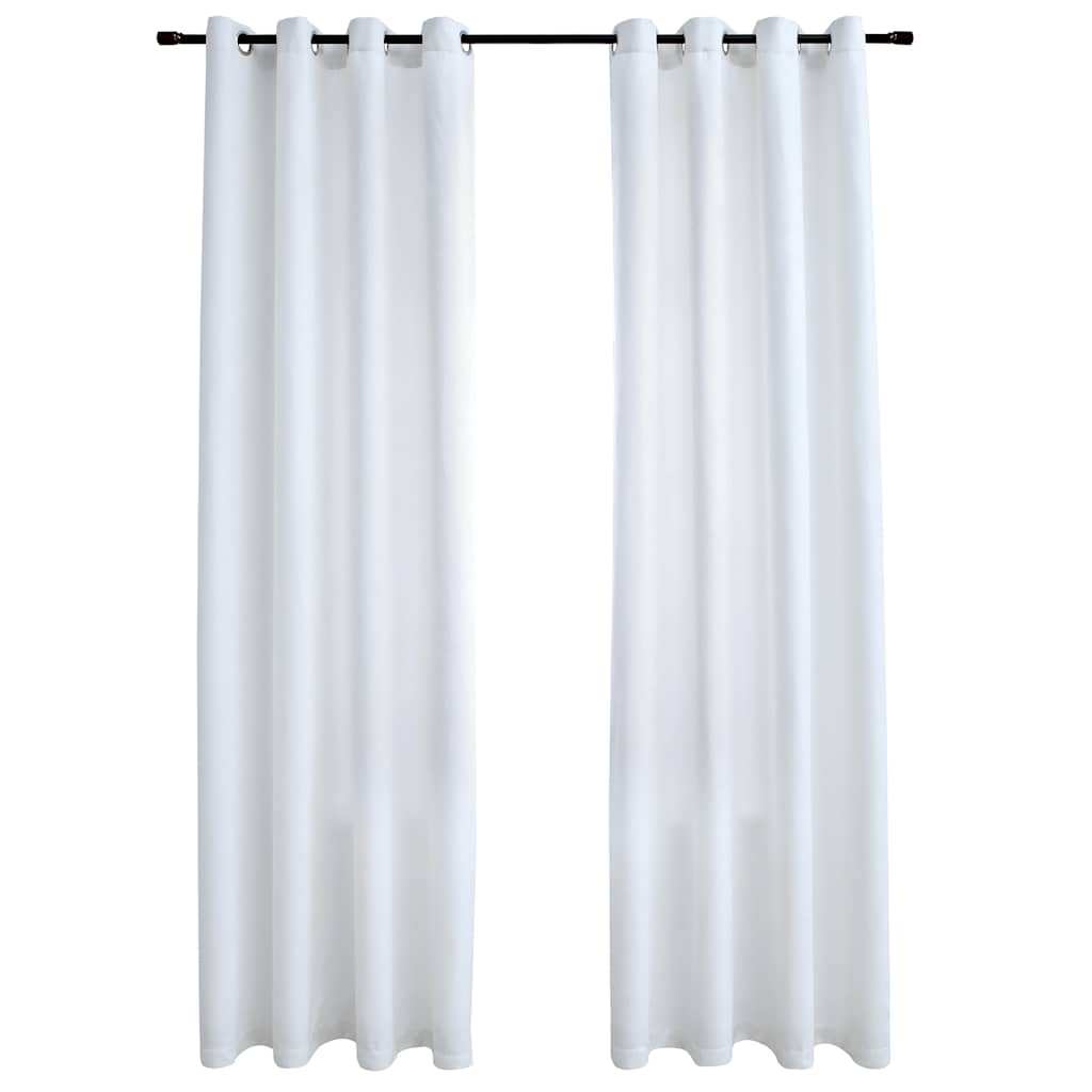 Mörkläggningsgardiner med metallringar 2 st gråvit 140x245 cm