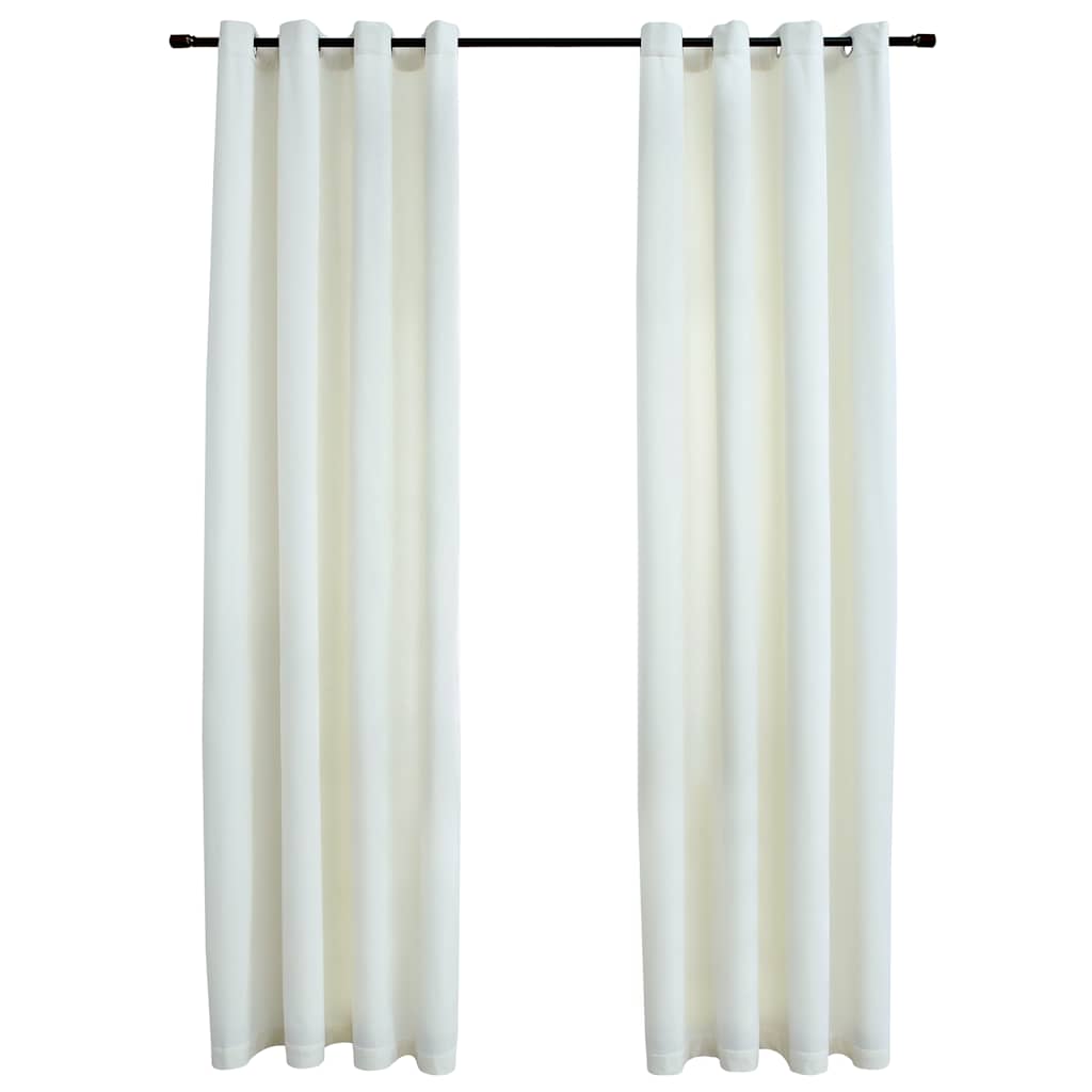 Mörkläggningsgardiner med ringar 2st gräddvit sammet 140x245 cm