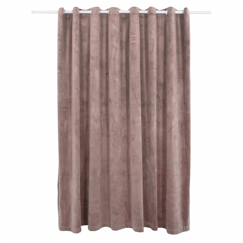 Mörkläggningsgardin m. metallringar sammet antikrosa 290x245 cm