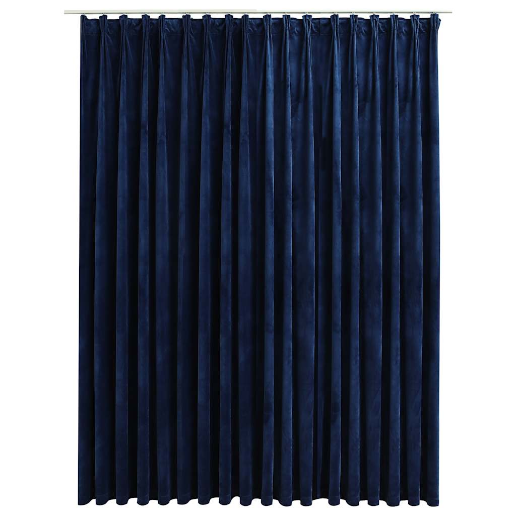 Mörkläggningsgardin med krokar sammet mörkblå 290x245 cm