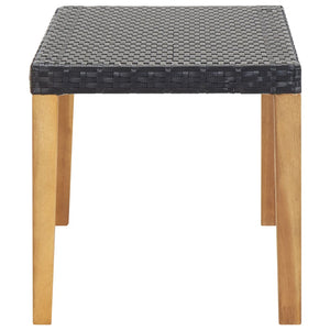 Trädgårdsbänk 120 cm svart konstrotting och massivt akaciaträ