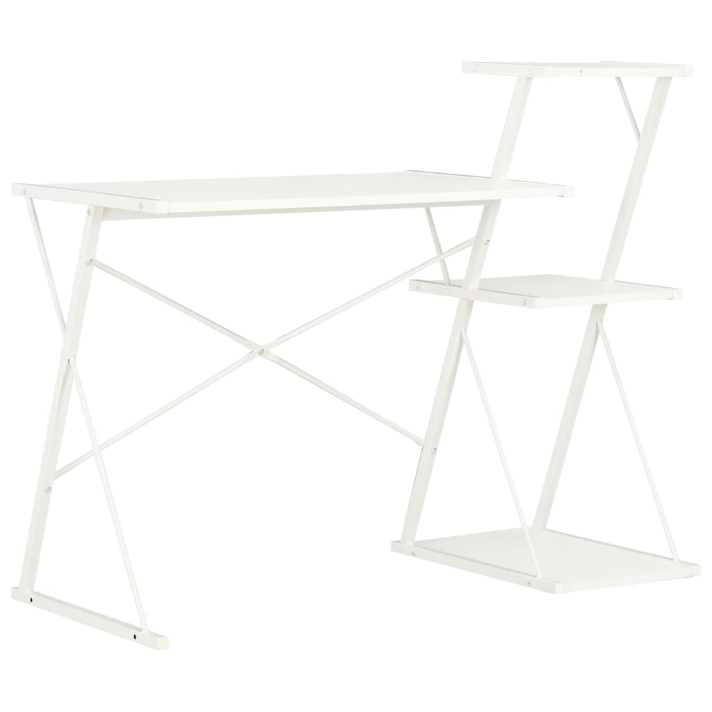 Skrivbord med hylla vit 116x50x93 cm