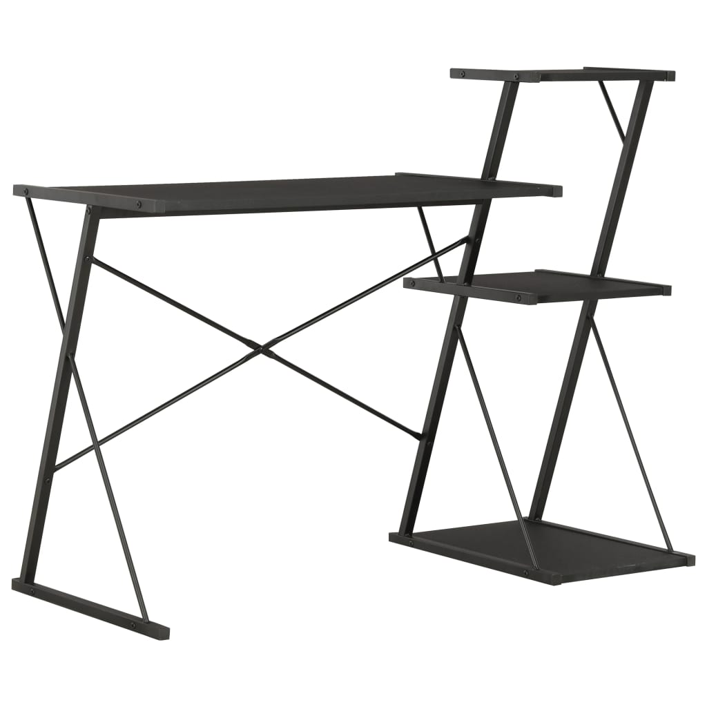 Skrivbord med hylla svart 116x50x93 cm