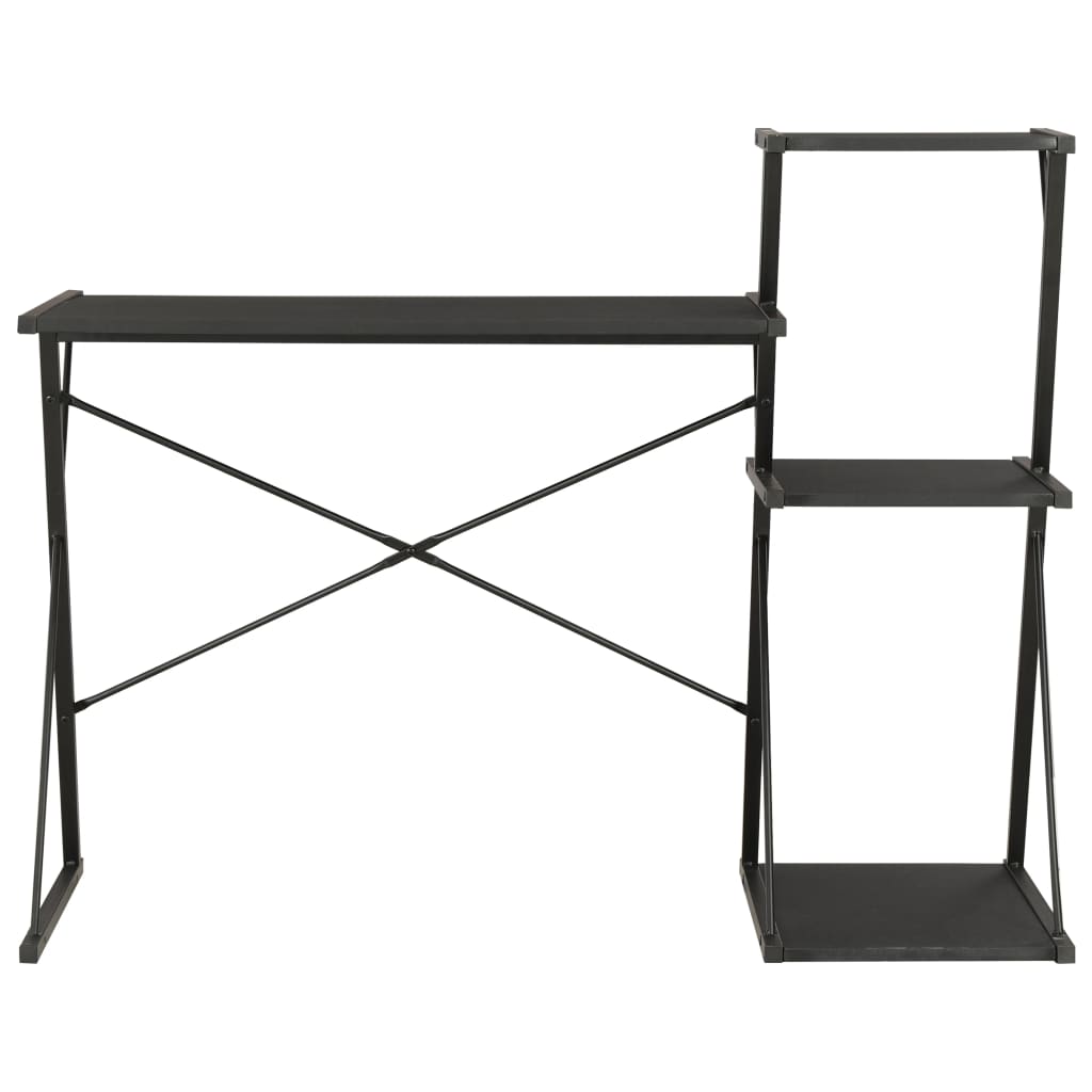 Skrivbord med hylla svart 116x50x93 cm
