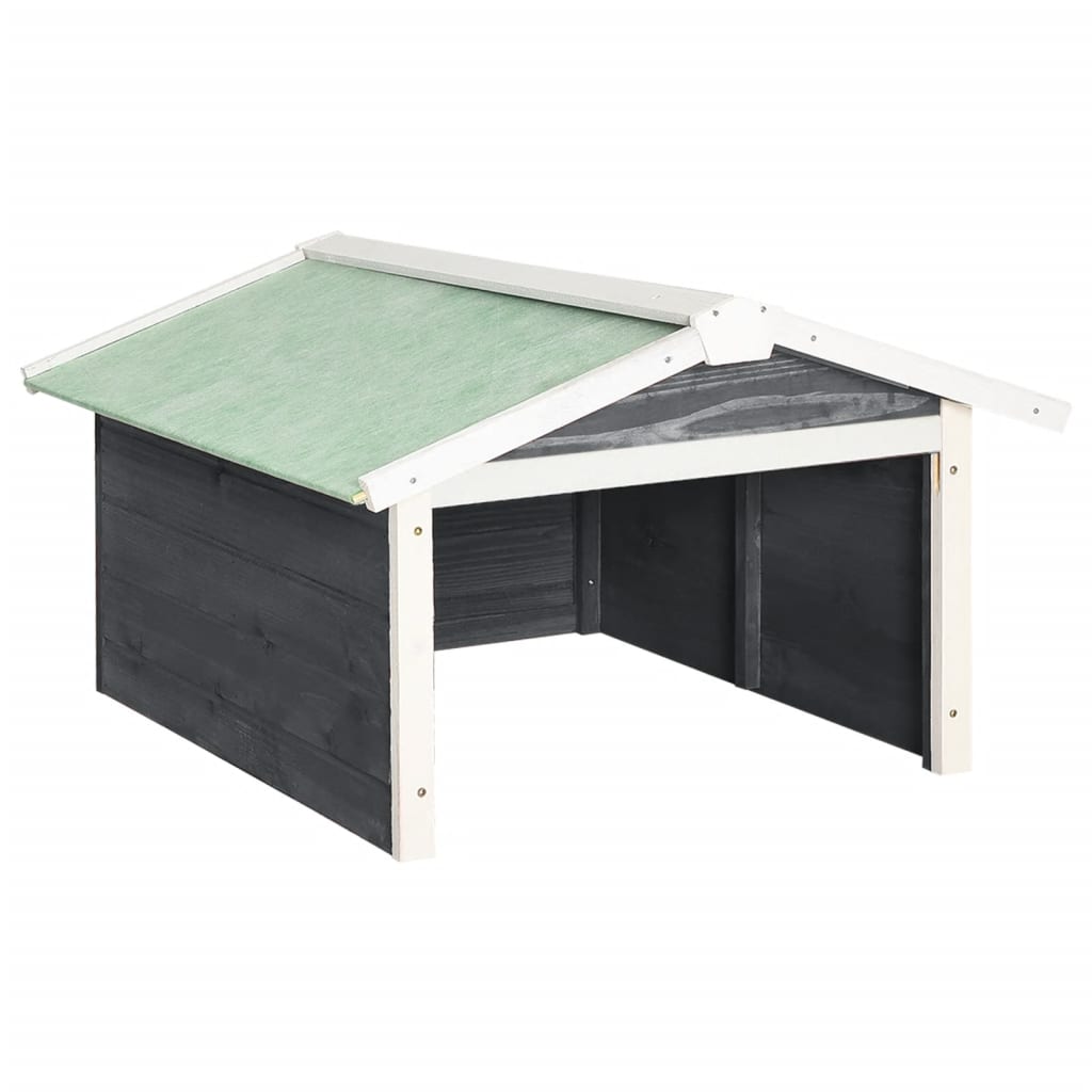 Garage för robotgräsklippare 72x87x50 cm grå och vit granträ