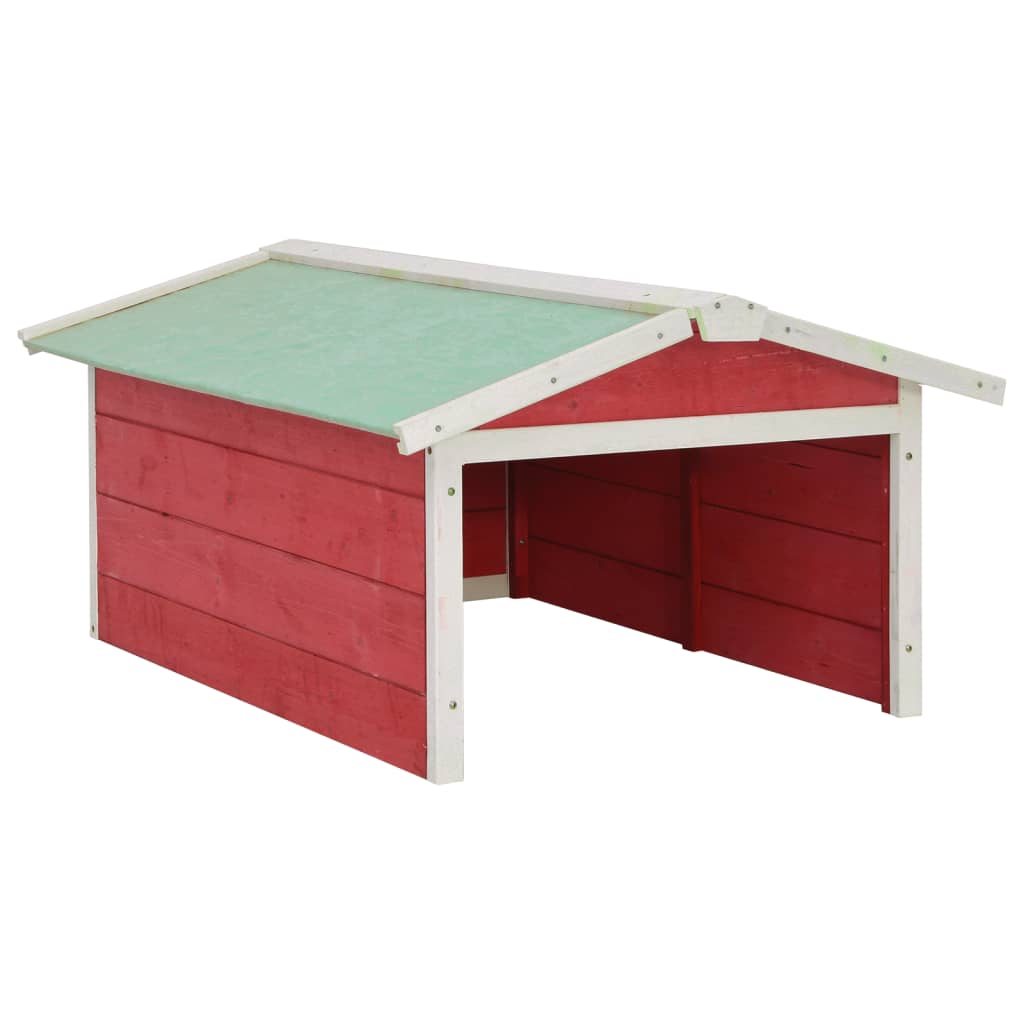 Garage för robotgräsklippare 72x87x50 cm röd och vit granträ
