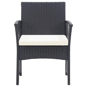 Loungegrupp för trädgården med dynor 4 delar konstrotting svart