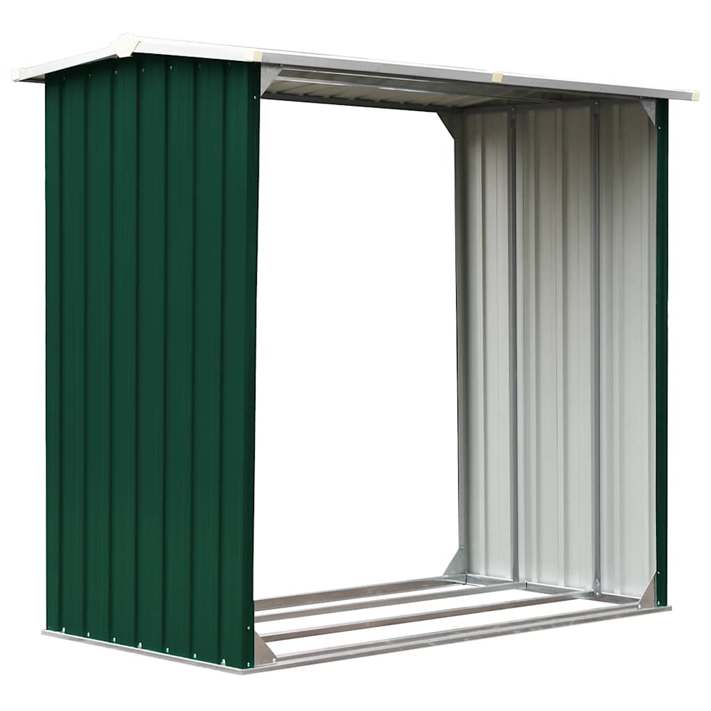 Vedskjul galvaniserat stål 172x91x154 cm grön
