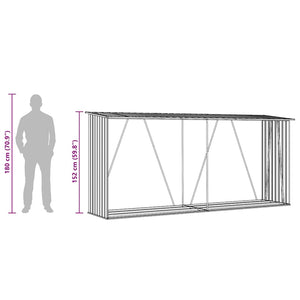 Vedskjul i galvaniserat stål 330x84x152 cm grön