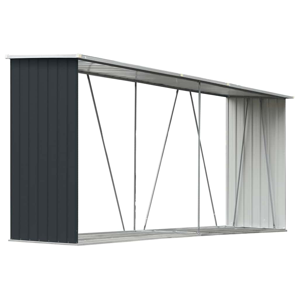 Vedskjul galvaniserat stål 330x84x152 cm antracit