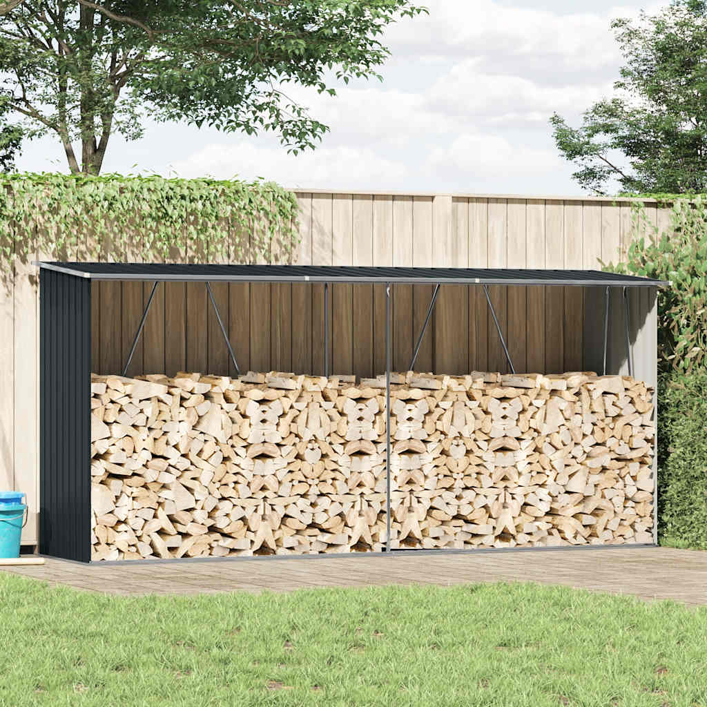 Vedskjul galvaniserat stål 330x84x152 cm antracit