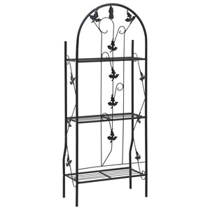 Växtstöd 3 hyllor svart 52x28x128 cm järn
