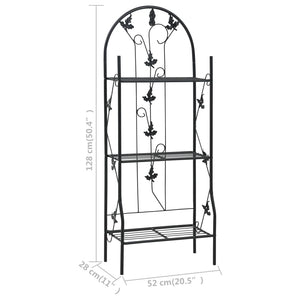 Växtstöd 3 hyllor svart 52x28x128 cm järn