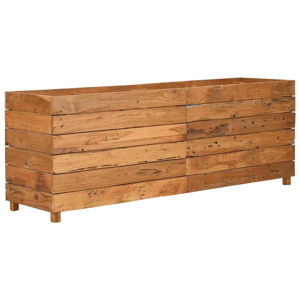 Blomlåda upphöjd 150x40x55 cm återvunnet teakträ och stål