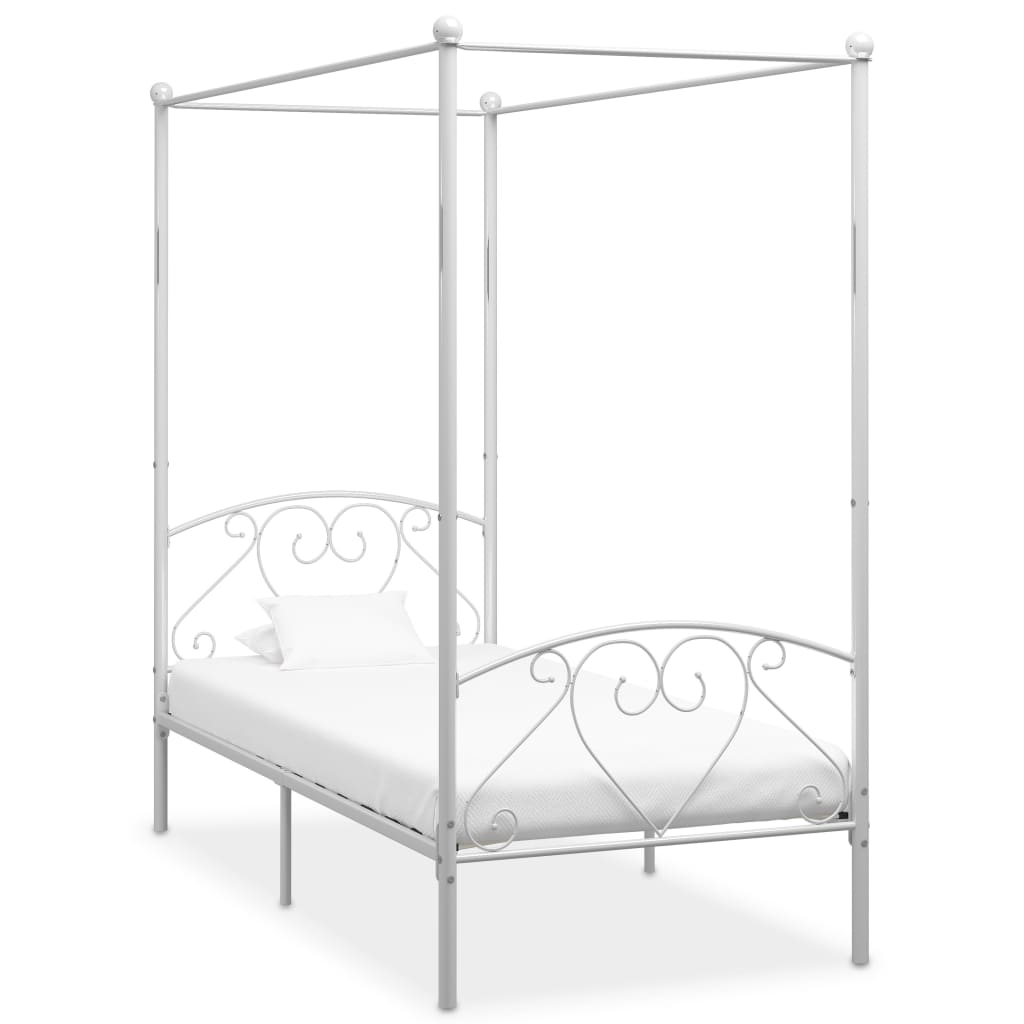 Sänghimmel utan madrass vit metall 100x200 cm