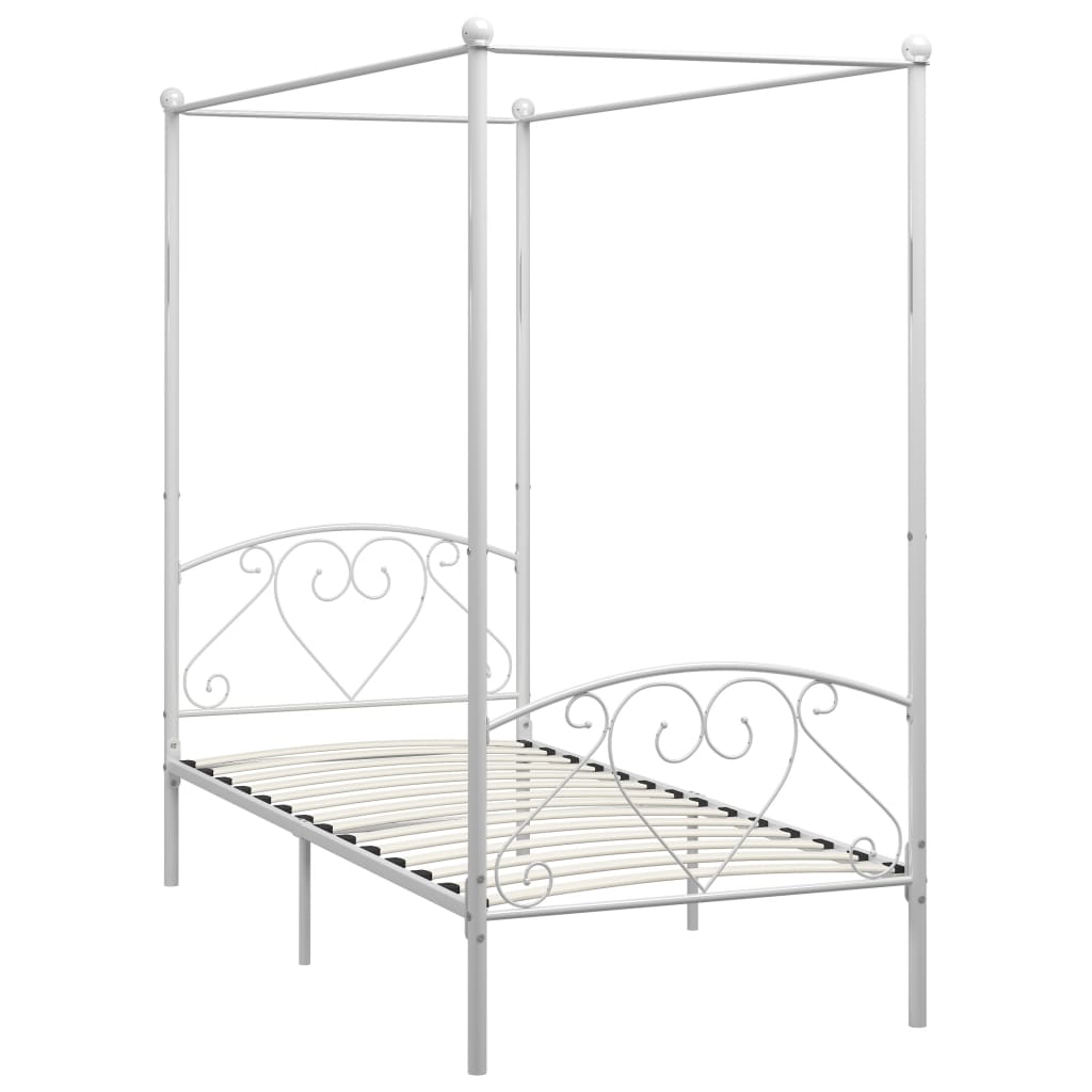 Sänghimmel utan madrass vit metall 100x200 cm