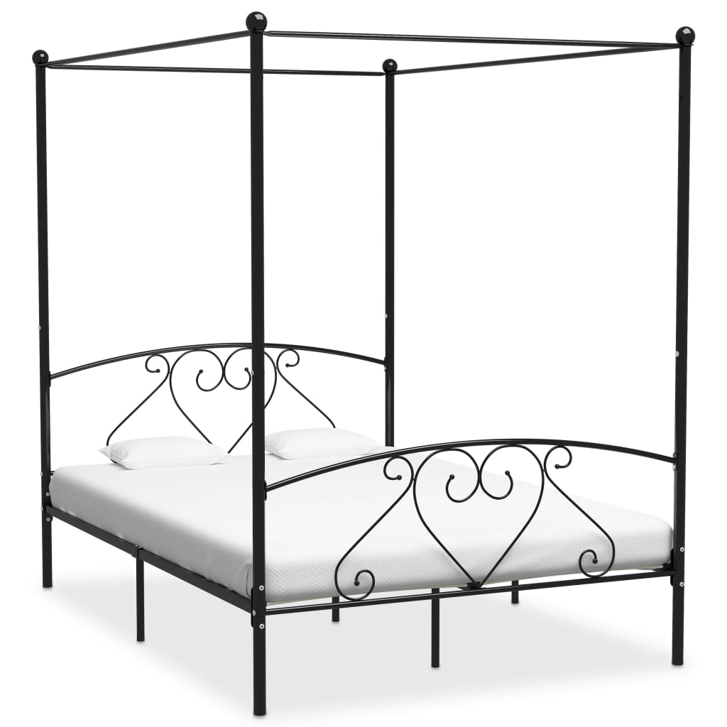 Sänghimmel utan madrass svart 140x200 cm metall