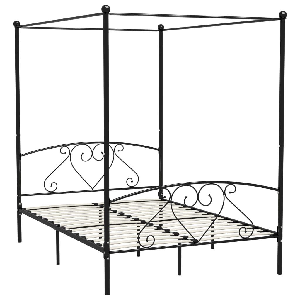 Sänghimmel utan madrass svart 140x200 cm metall