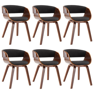 Matstolar 6 st grå böjträ och tyg