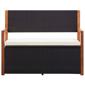 Förvaringsbänk 115 cm konstrotting och massivt akaciaträ