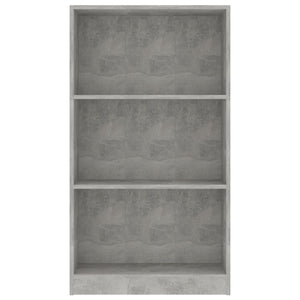 Bokhylla 3 hyllor betonggrå 60x24x109 cm konstruerat trä