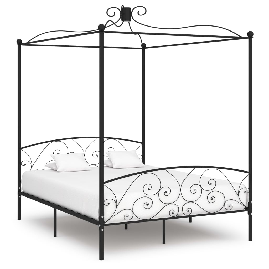 Sänghimmel utan madrass svart metall 160x200 cm