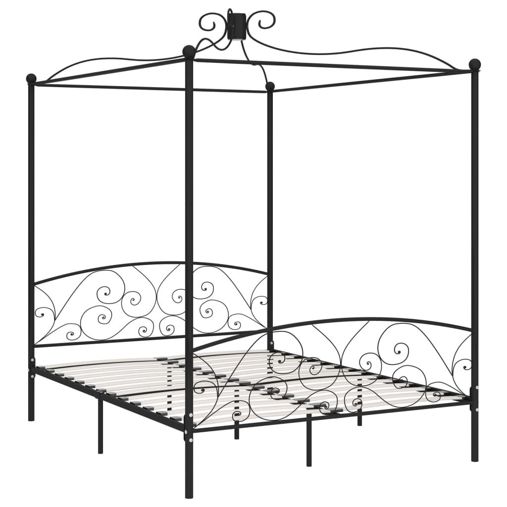 Sänghimmel utan madrass svart metall 160x200 cm