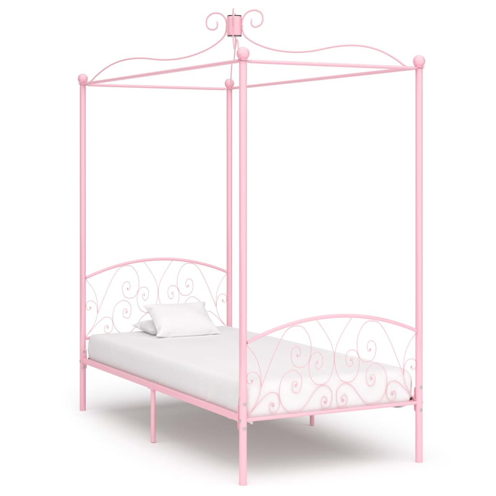 Sänghimmel utan madrass rosa metall 100x200 cm
