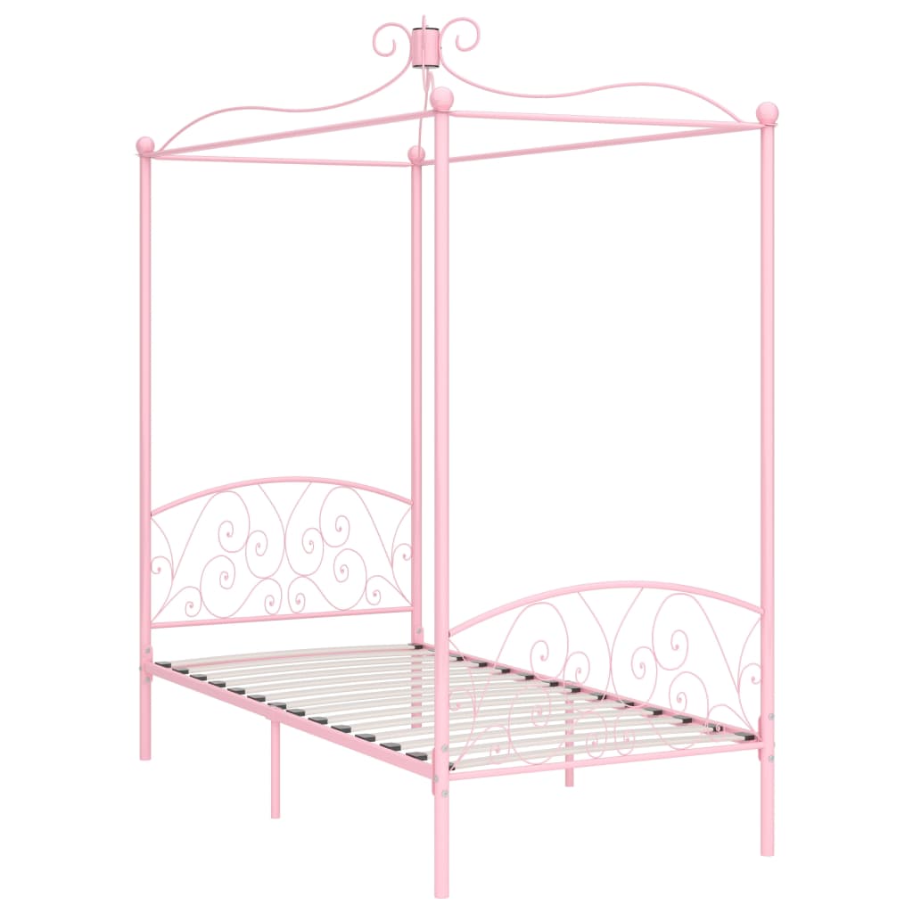 Sänghimmel utan madrass rosa metall 100x200 cm