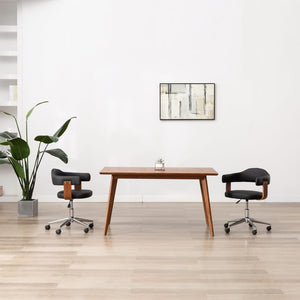 Snurrbar matstol böjträ och konstläder svart